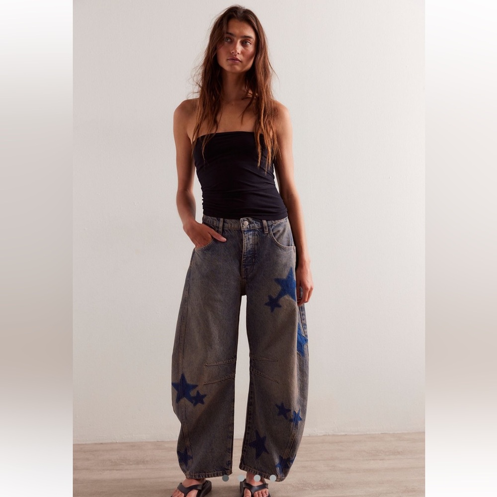 We the free good luck shadow patch barrel jeans star stargazing 25 ⭐️ 🍀 🌟